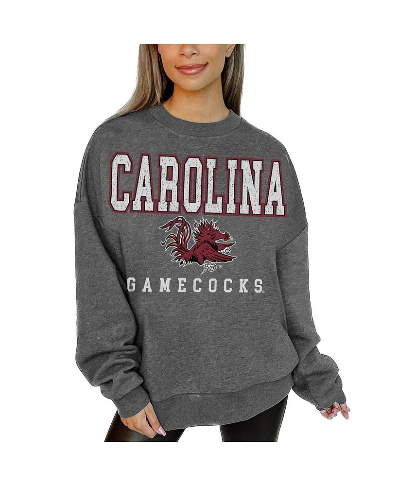 Gameday Couture Women's Heather Charcoal South Carolina Gamecocks Distressed Fleece Pullover Sweatshirt