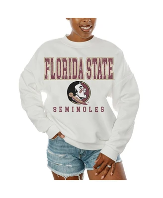 Gameday Couture Women's White Florida State Seminoles Freestyle Fleece Pullover Sweatshirt