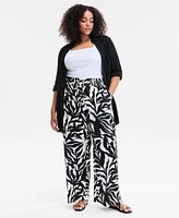 I.n.c. International Concepts Plus Printed Wide-Leg Pants, Exclusively at Macy's