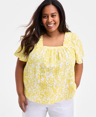 Style & Co Plus Short-Sleeve Top, Exclusively at Macy's