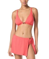 Michael Michael Kors Womens Banded Logo Trim Triangle Bikini Top Logo Trim Skirted Bottom
