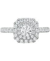 Diamond Cushion Shaped Round-Cut Multi Halo Engagement Ring (1 ct. t.w.) in 14k White Gold