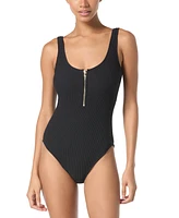 Michael Kors Women's Zip-Front One-Piece Swimsuit