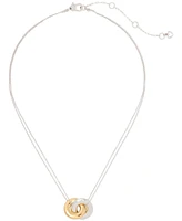 Kate Spade New York Two-Tone Interlock Ring Pendant Necklace, 16" + 3" extender
