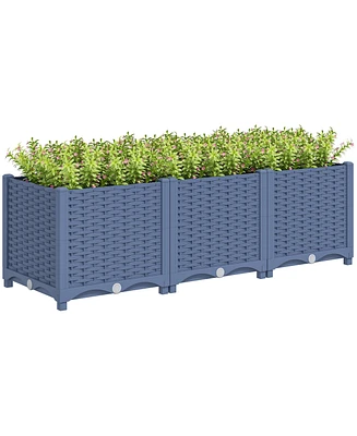 Outsunny x 1 ft Plastic Garden Box w/Drainage Holes