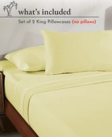 King Pillowcases Set of 2 – 100% Cotton, Soft & Cooling Sateen, Fits Pillows