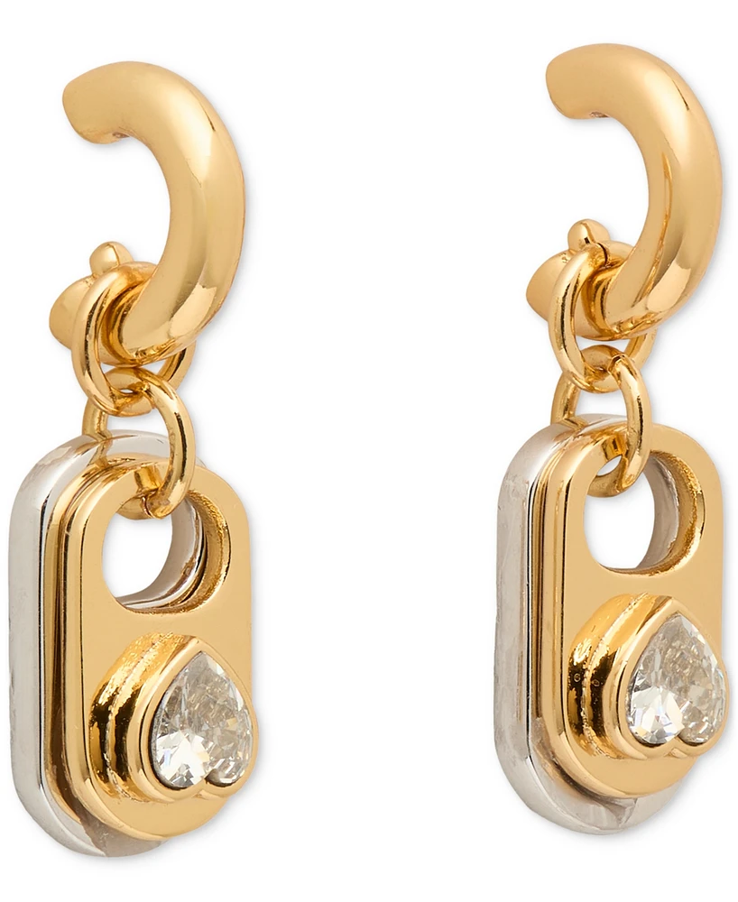 kate spade new york Two-Tone Crystal Pop Tab Charm Hoop Earrings