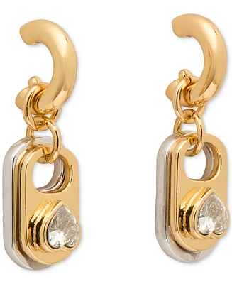 kate spade new york Two-Tone Crystal Pop Tab Charm Hoop Earrings