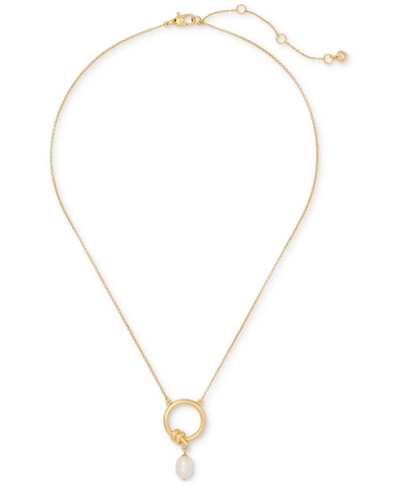 kate spade new york Gold-Tone Freshwater Pearl Pendant Necklace, 18" + 3" extender