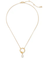 kate spade new york Gold-Tone Freshwater Pearl Pendant Necklace, 18" + 3" extender