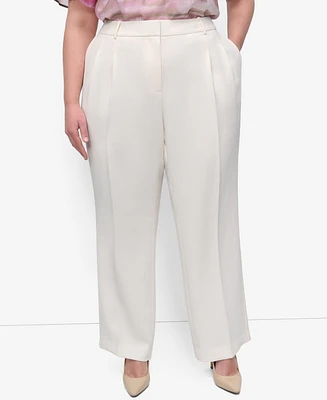 Dkny Plus Aero Crepe High Rise Wide Leg Pants