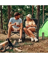 Outdoor Rocker Camping Chair with Dual Springs and Padded Back
