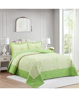 Marcielo 3 Piece Queen Embroidery Quilt Set Lightweight Bedspread