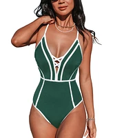 Cupshe Women's Plunging V Neck Slimming Sculpting One Piece Swimsuit