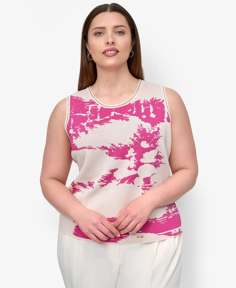Dkny Plus Printed Sleeveless Knit Top