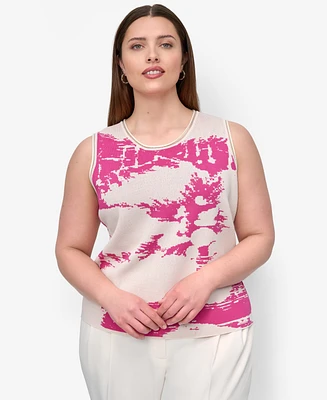 Dkny Plus Printed Sleeveless Knit Top