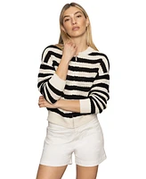 Sanctuary Women's Cotton Stripe Open-Knit Bomber Jacket