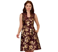 Adrianna Papell Women's Metallic Jacquard Fit & Flare Dress