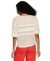 Sanctuary Women's Cotton Openwork Macrame Crewneck Tee