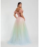 Mac Duggal Women's Off The Shoulder Ombre Tulle Ballgown