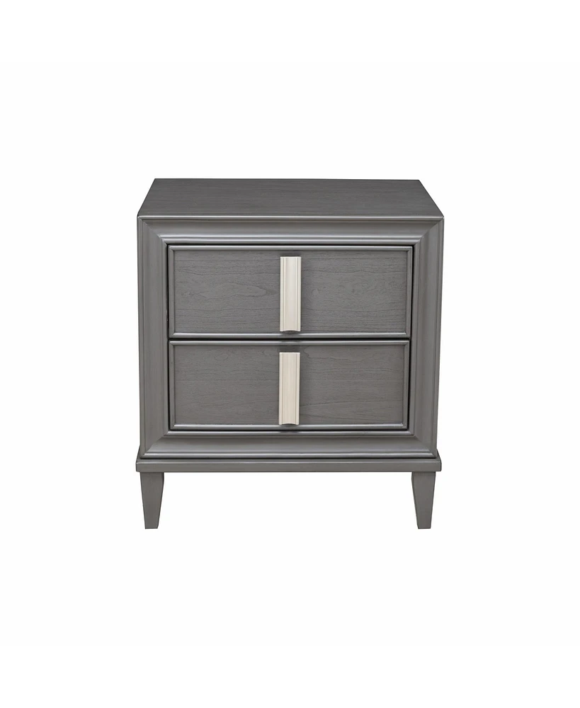 Two-Drawer Contemporary Wood Nightstand for Bedroom Storage