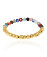 Jessica Simpson Multicolor Beaded Stretch Bracelet with Gold Accents