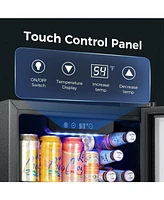 Zafro 1.3 Cu.ft Mini Beverage Fridge, 12 Bottle & 48 Can Cooler, Glass Door with Digital Temperature Control, Ideal for Soda, Beer, or Wine, Compact D