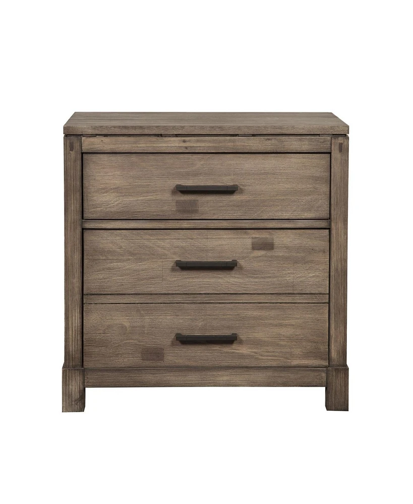 Rustic Weathered Wood Nightstand with Two Drawers for Bedside Essentials