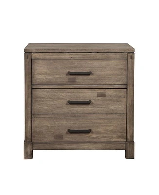 Rustic Weathered Wood Nightstand with Two Drawers for Bedside Essentials