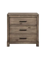 Rustic Weathered Wood Nightstand with Two Drawers for Bedside Essentials