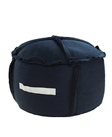Round Patchwork Pouf Ottoman for Indoor and Outdoor Seating