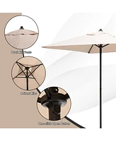 Gymax 6PCS Outdoor Dining Set Patio Table & Chair Furniture Set w/ Cushions & Umbrella