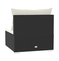 3 Seat Patio Sofa with Cushions Black Poly Rattan