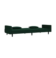 2-Seater Sofa Bed with Two Pillows Dark Green Velvet