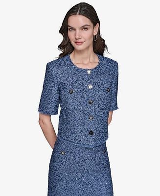 Karl Lagerfeld Paris Women's Embellished Cropped Jacket