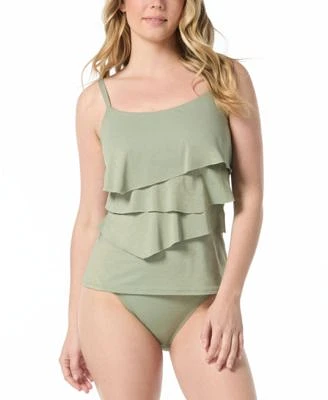 Coco Reef Womens Aura Ruffle Lurex Tankini Top High Esteem Bottoms