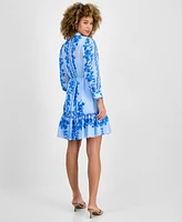julia jordan Women's Printed Button-Front Belted Dress