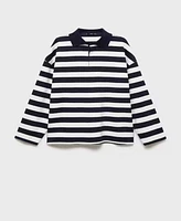 Mango Women's Striped Polo-Neck Sweatshirt