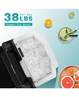 Jinjunye Nugget Ice Maker Countertop,38lbs Per Day, with Soft Chewable Pellet Ice, Self-Cleaning, Stainless Steel