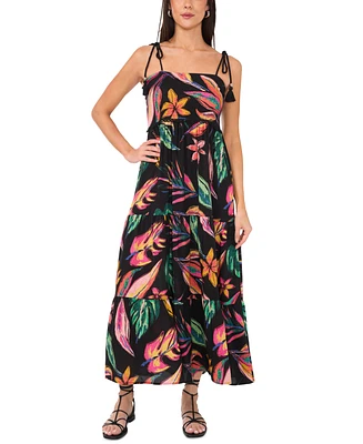 Vince Camuto Women's Printed Rope-Strap Tiered Maxi Dress