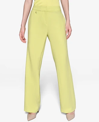 Karl Lagerfeld Paris Women's Full Straight-Leg Mid-Rise Pants