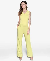 Karl Lagerfeld Paris Women's Full Straight-Leg Mid-Rise Pants