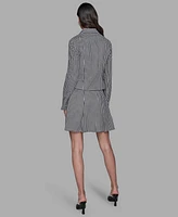 Karl Lagerfeld Paris Women's Check Print One-Button Blazer
