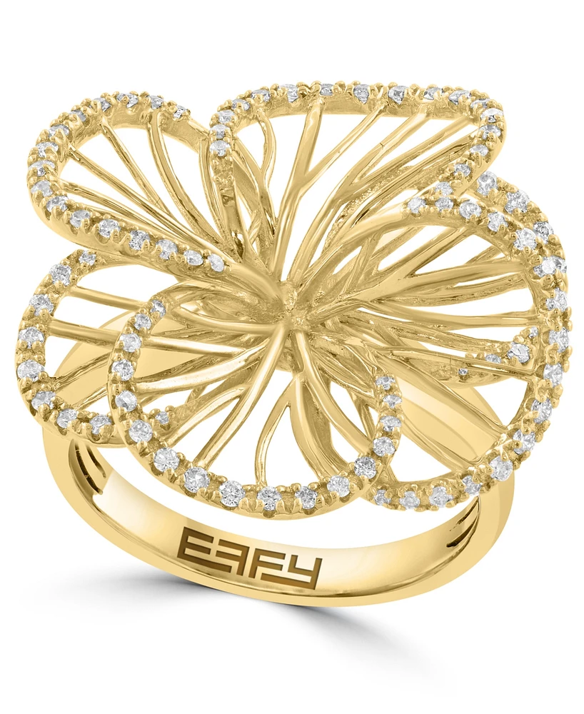 Effy Diamond Border Openwork Flower Statement Ring (3/8 ct. t.w.) in 14k Gold
