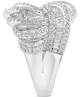Effy Diamond Round & Baguette Curved Cluster Statement Ring (1-1/2 ct. t.w.) in 14k White Gold
