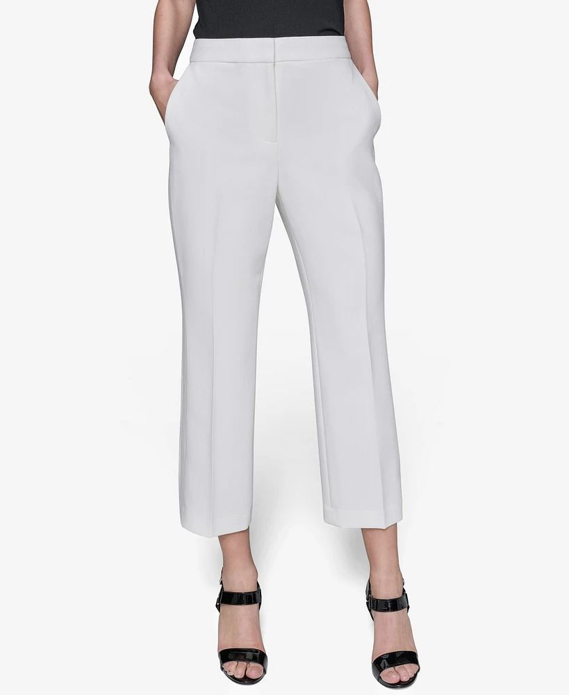 Karl Lagerfeld Paris Women's Cropped Wide-Leg Mid-Rise Pants