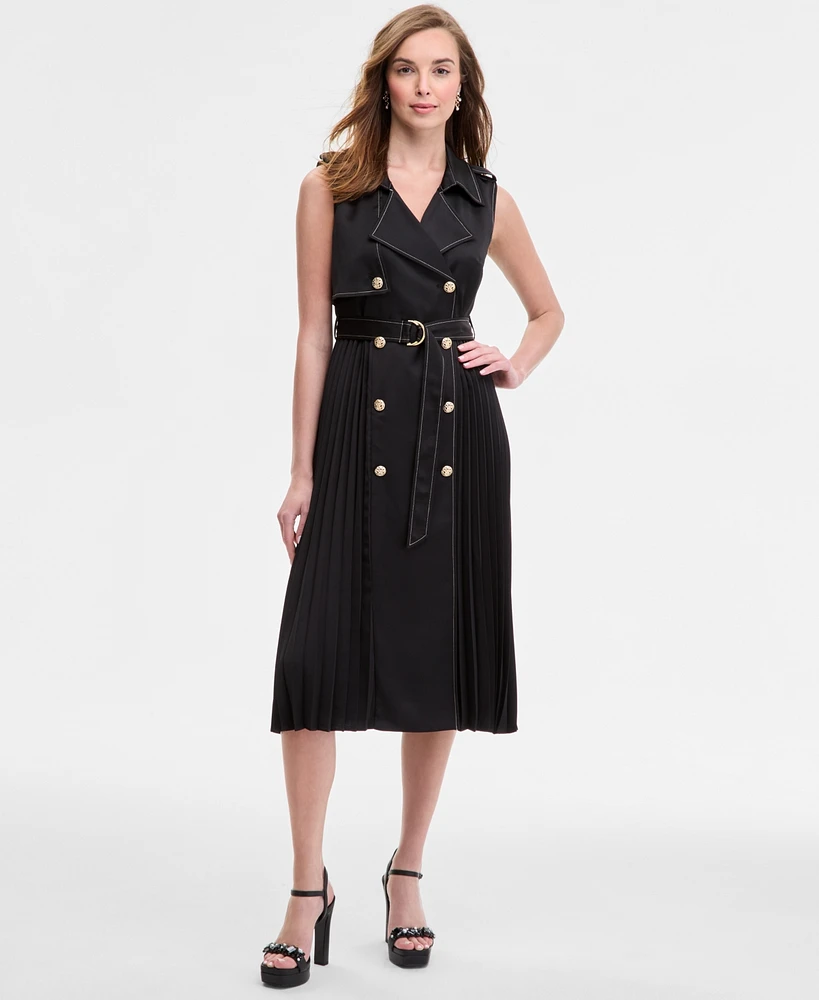 Karl Lagerfeld Paris Women's Satin-Back Crepe Midi Dress