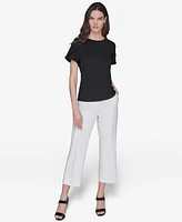 Karl Lagerfeld Paris Women's Crewneck Tulip-Sleeve Blouse