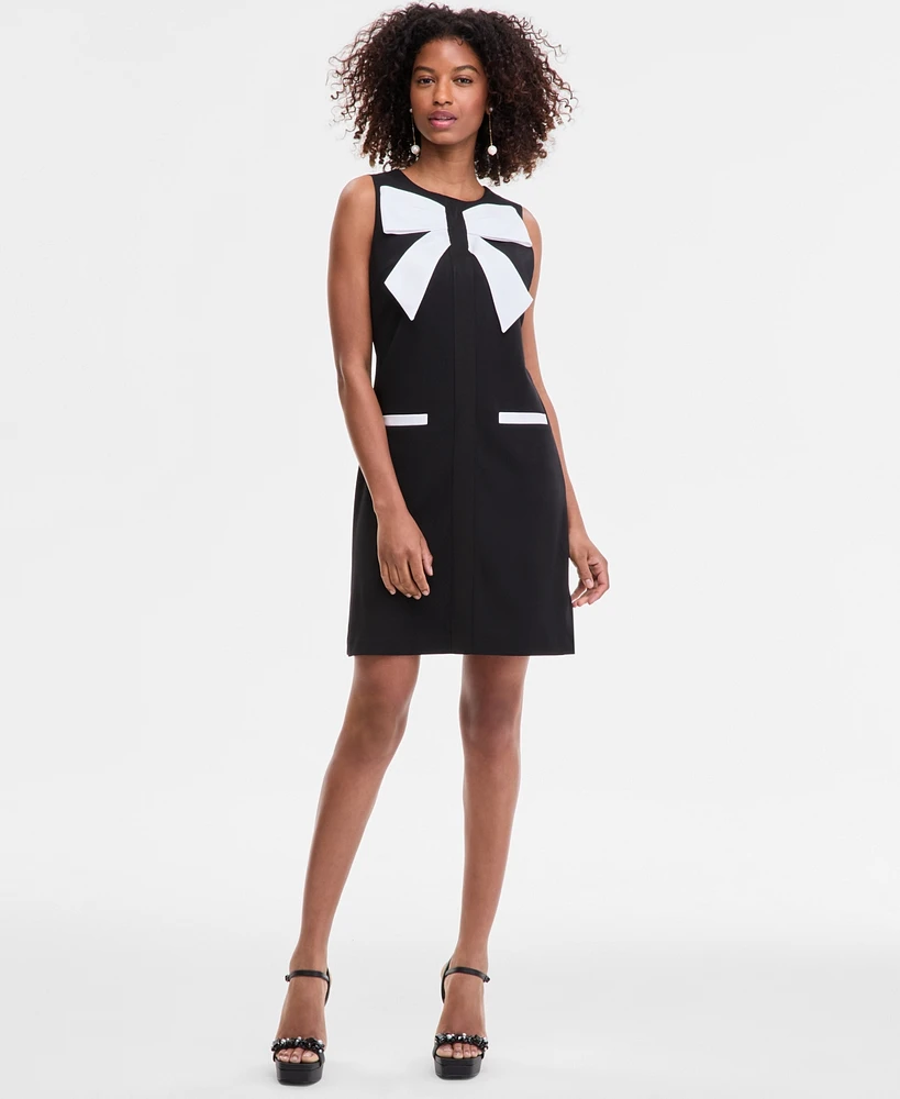 Karl Lagerfeld Paris Women's Bow-Front Scuba-Crepe Sheath Dress