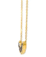 Le Vian Chocolate Diamond & Nude Diamond Scallop Halo Cluster Curved Bar 19" Pendant Necklace (3/4 ct. t.w.) in 14k Gold